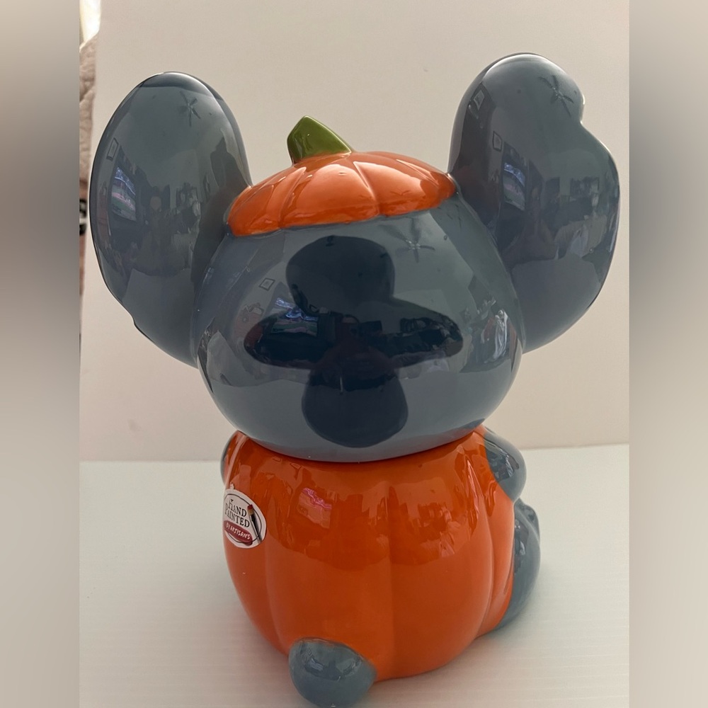 SOLD!! Adorable Stitch Halloween Pumpkin Cookie Jar- NWT - Picture 3 of 4